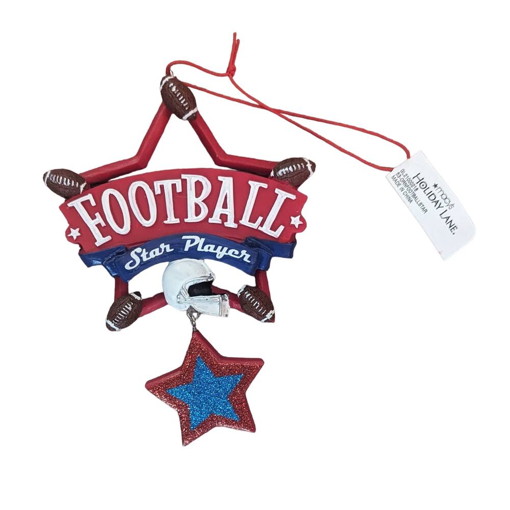 New w/ Tag Discontinued MACYS Holiday Lane Football Star Player Ornament *Gift*